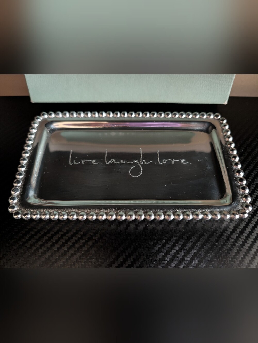 Mariposa "Live Laugh Love" Beaded Aluminum Tray